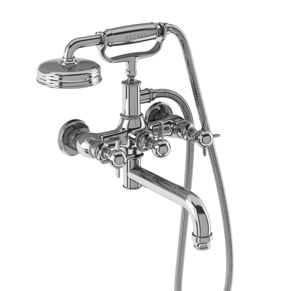 Arcade Bath shower mixer wall-mounted - chrome with handle